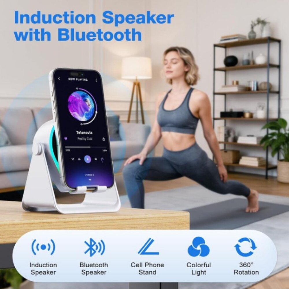5 in 1 Bluetooth Speaker, 360° Rotation Cell Phone Stand! - Picture 2 of 9
